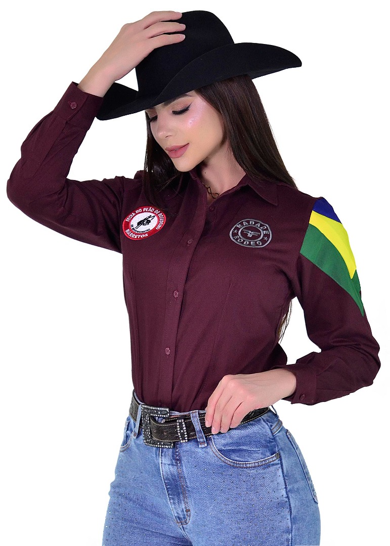Camisete Radade Manga Longa Bordada NEW BR Vinho - 1880
