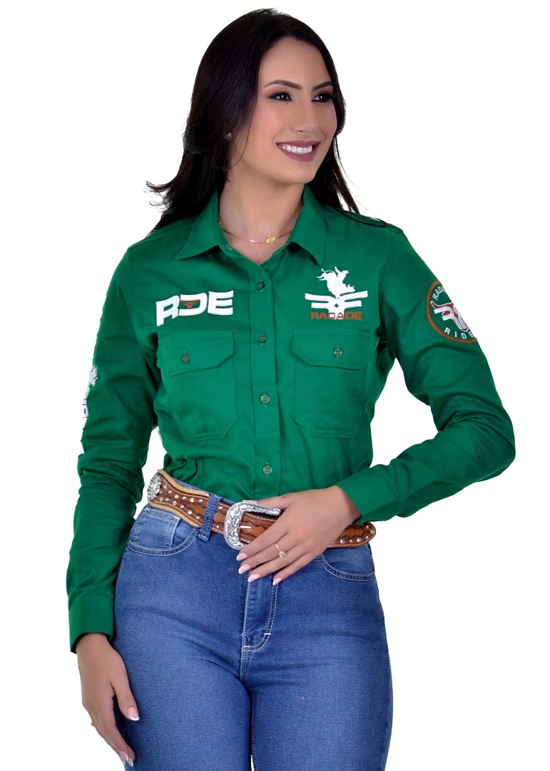 Camisete Radade Manga Longa Bordada Riders Verde - 1774