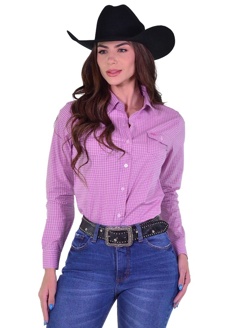 Camisete Radade Manga Longa Xadrez Fifty cor Rosa - 2019