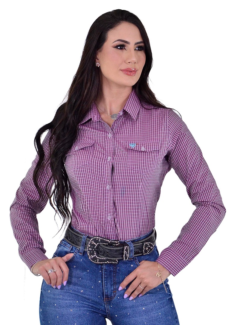Camisete Radade Manga Longa Xadrez Fifty Roxa - 1796