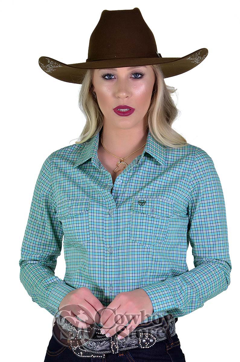 Camisete Radade Manga Longa Xadrez Fifty Verde Água - 1507