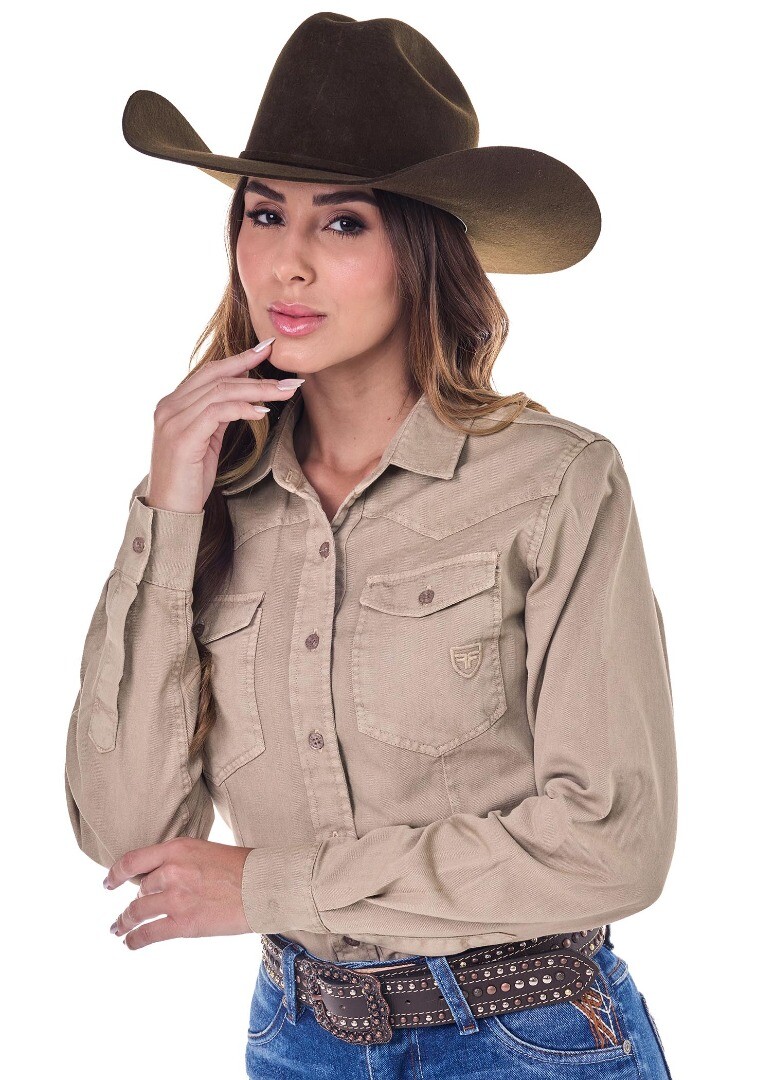 Camisete Radade Manga Longa YL Stone cor Caramelo - 2141