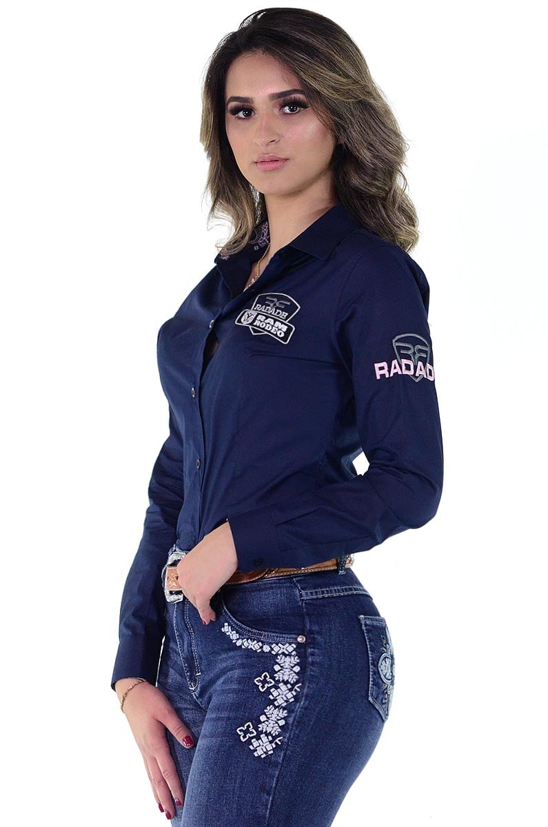 Camisete RAM Rodeo Radade Manga Longa Bordada Marinho - 1241