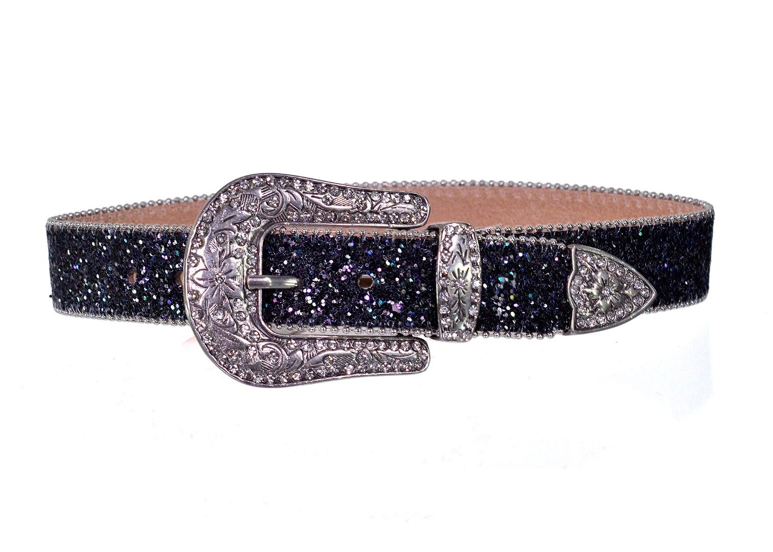 Cinto Infantil Paul Western em Couro e Glitter cor Preto - pw467