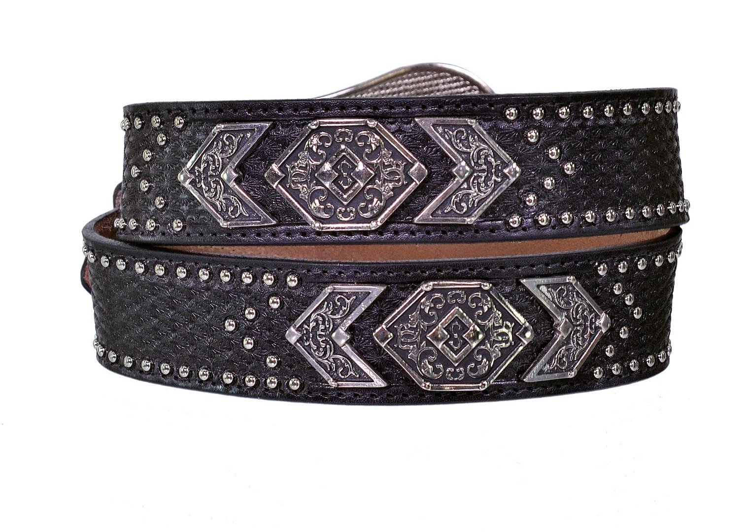 Cinto Paul Western em Couro e Metal cor Preto - pw469