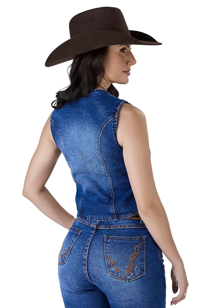 Colete Jeans Bordado Ocher - 1835