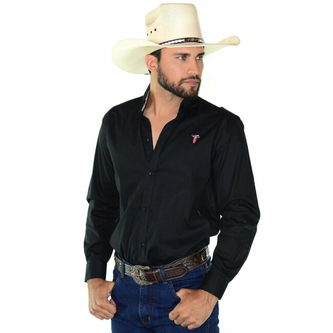 Camisa Masculina Radade Manga Longa Lisa Preta