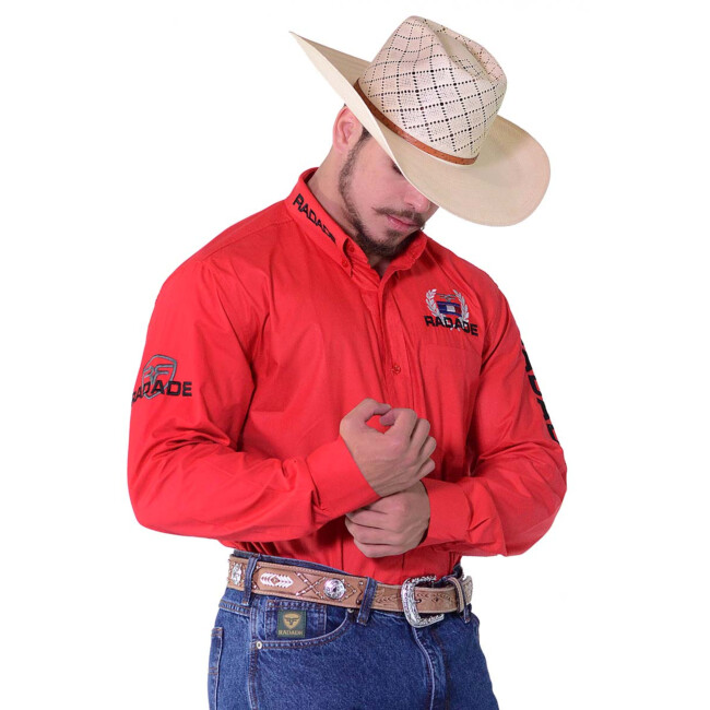 Camisa Radade Manga Longa Bordada Classic Vermelha 1287