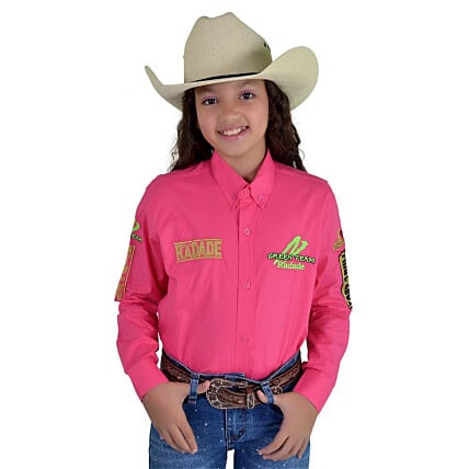 Camisa Radade Infantil Manga Longa Bordada Green Pink - 1054