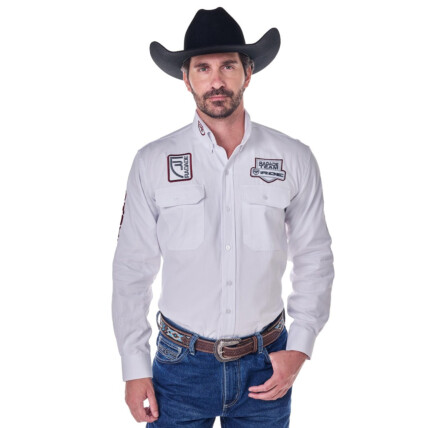 Camisa Radade Manga Longa Bordada BRUT cor Branco - 2086