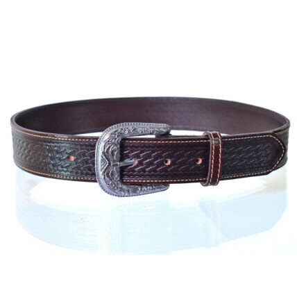Cinto Master Masculino Café Entalhado com Fivela Prata Country - 8068-m