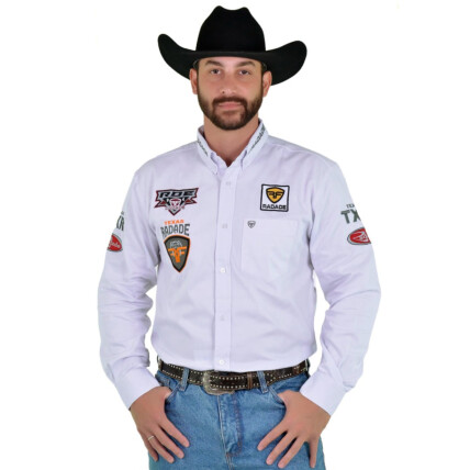 Camisa Radade Manga Longa Bordada TX RDE Sarja Branco - 1817