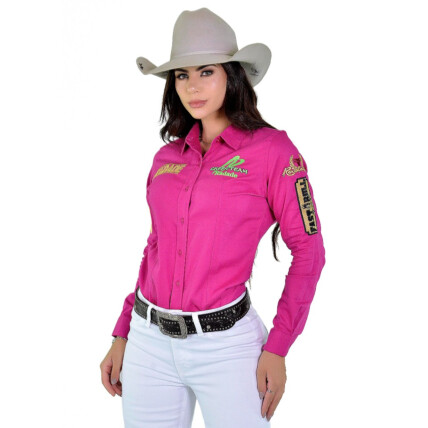 Camisete Radade Manga Longa Bordada Green Team Pink - 1311