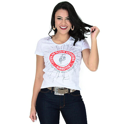 Camiseta Baby Look Barretos Branca - B209