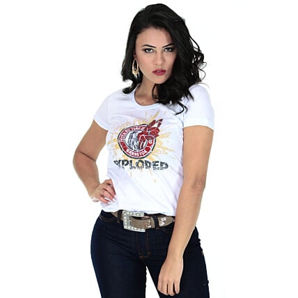 Camiseta Baby Look Barretos Branca - B214