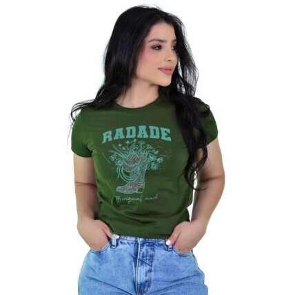 Baby Look Feminina Radade Country Boots Verde – Estampa Western - 2205