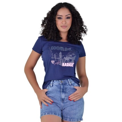 Baby Look Radade cor Marinho com Strass - 1829