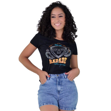 Baby Look Radade cor Preto com Strass - 1830