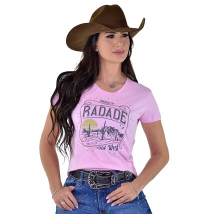 Baby Look Radade cor Rosa com Strass - 1791