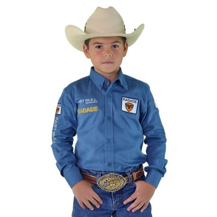 Camisa BRANDS Unissex Infantil Manga Longa Bordada cor Azul - 1863