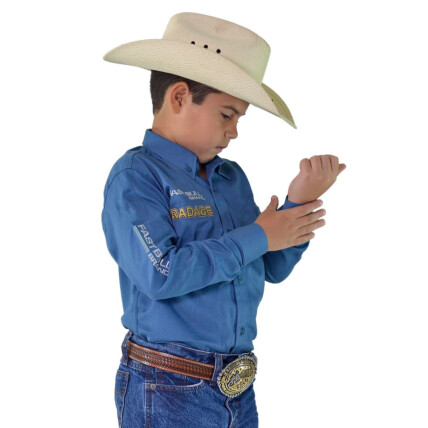 Camisa BRANDS Unissex Infantil Manga Longa Bordada cor Azul - 1863
