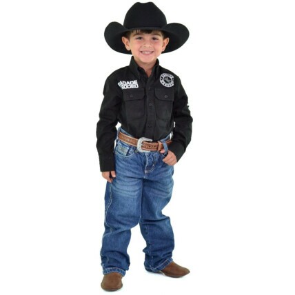 Camisa Infantil Radade Ele/Ela Bordada Western cor Preto - 2114
