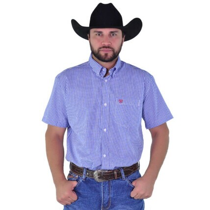 Camisa Manga Curta Xadrez FIFTY cor Azul - 1959