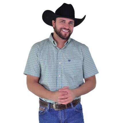 Camisa Manga Curta Xadrez FIFTY cor Verde - 2010