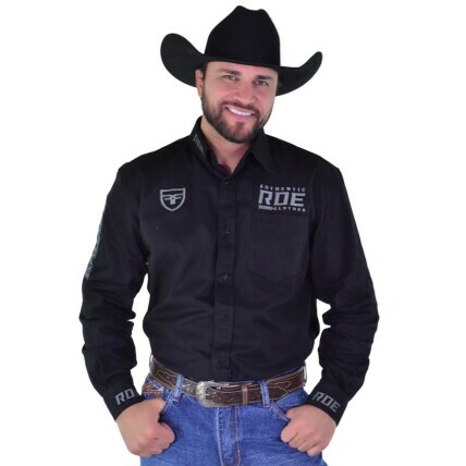 Camisa Manga Longa Bordada RDE AUTHENTIC cor Preta - 1958