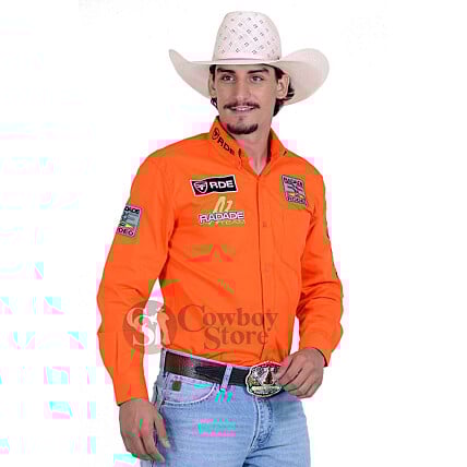 Camisa Manga Longa Bordada RDE Rodeo cor Laranja - 1359