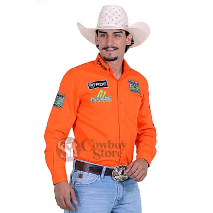 Camisa Manga Longa Bordada RDE Rodeo cor Laranja - 1359