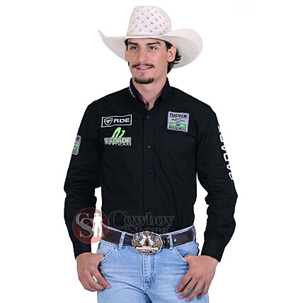 Camisa Manga Longa Bordada RDE Rodeo cor Preto - 1360