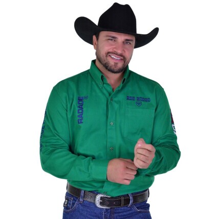 Camisa Manga Longa Bordada RDE Rodeo cor Verde - 2178