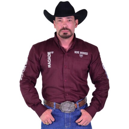 Camisa Manga Longa Bordada RDE Rodeo cor Vinho - 2077