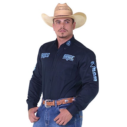 Camisa Manga Longa Bordada Rodeo RAM Radade cor Marinho - 1216