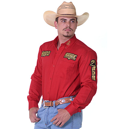 Camisa Manga Longa Bordada Rodeo RAM Radade cor Vermelho - 1215