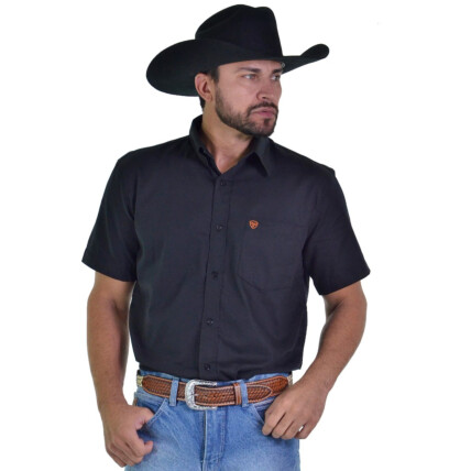 Camisa Masculina Radade Manga Curta Lisa OX Preta - 1762