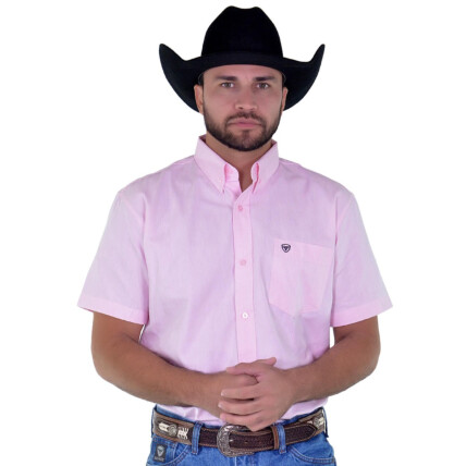 Camisa Masculina Radade Manga Curta Lisa OX Rosa - 1731
