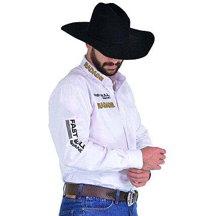 Camisa Masculina Radade Manga Longa Bordada Brands Branca - 1379