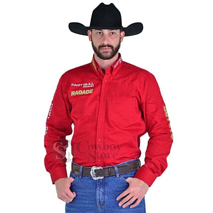 Camisa Masculina Radade Manga Longa Bordada Brands Vermelha - 0748