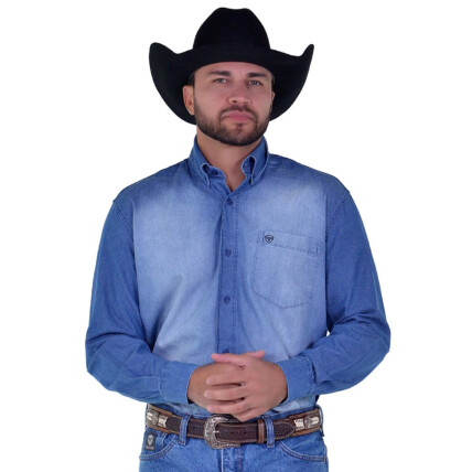 Camisa Masculina Radade Manga Longa Jeans - 1726