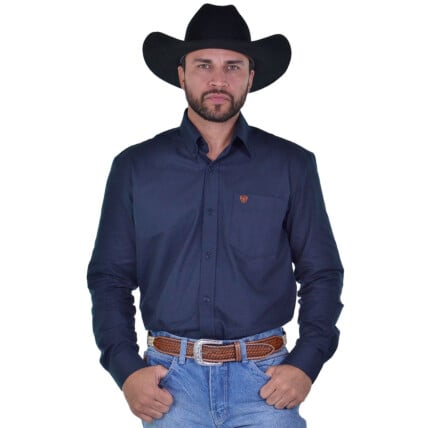 Camisa Masculina Radade Manga Longa Lisa OX Marinho - 1763