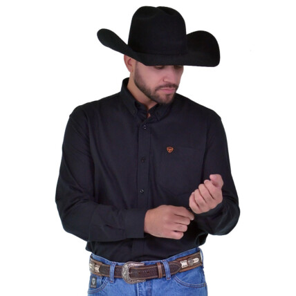 Camisa Masculina Radade Manga Longa Lisa OX Preta - 1665