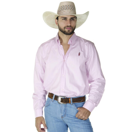 Camisa Masculina Radade Manga Longa Lisa Rosa 0560