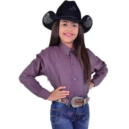 Camisa Radade Infantil EleEla Manga Longa Xadrez Vinho - 1952