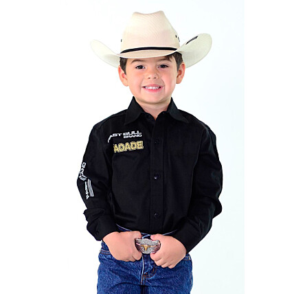 Camisa Radade Infantil Manga Longa Bordada Brands Preta - 1052