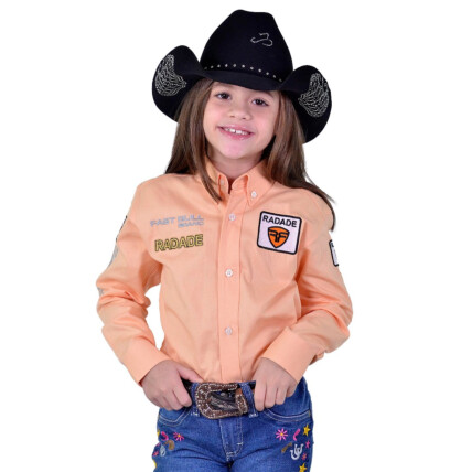 Camisa Radade Infantil Manga Longa Bordada Brands Salmão - 1802