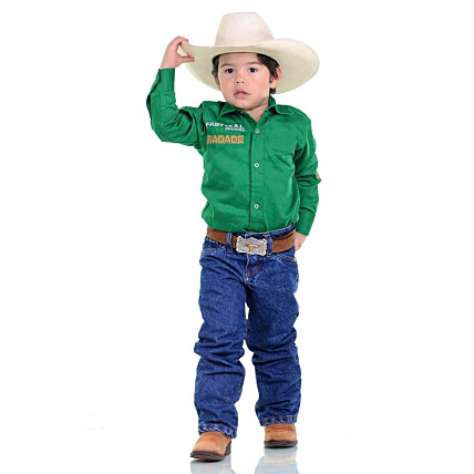 Camisa Radade Infantil Manga Longa Bordada Brands Verde - 1051