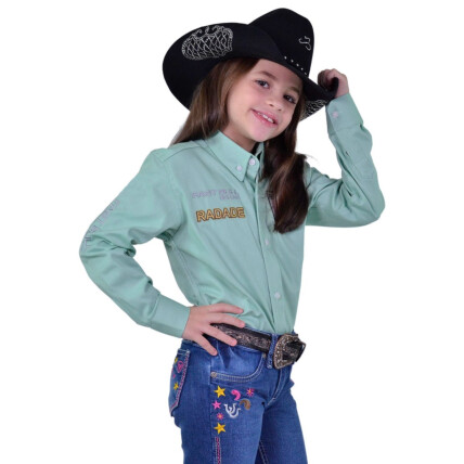 Camisa Radade Infantil Manga Longa Bordada Brands Verde Claro -1801