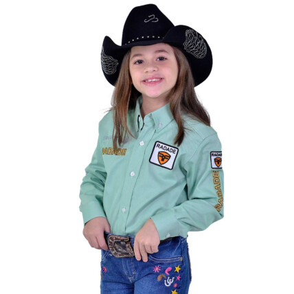 Camisa Radade Infantil Manga Longa Bordada Brands Verde Claro -1801
